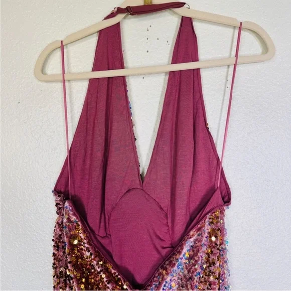NWT Free People Multicolor Sequin Halter Dress - Picture 2 of 9